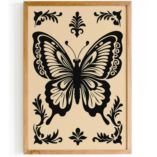 Black Butterly Eclectic Wall Art Print