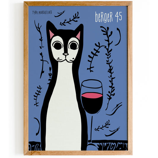 Berger 45 Vintage Wine Cat Poster