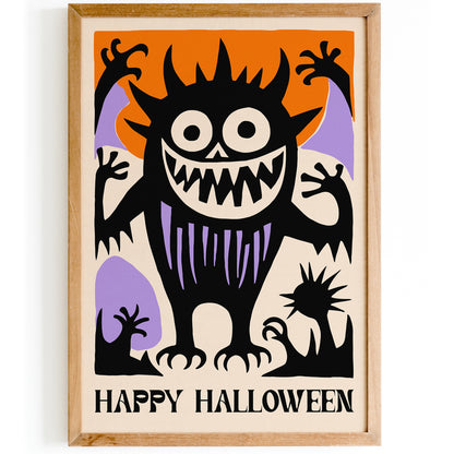 Happy Halloween Spooky Monster Wall Art 2024