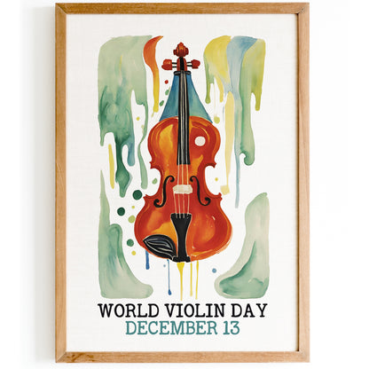 World Violin Day Retro Poster