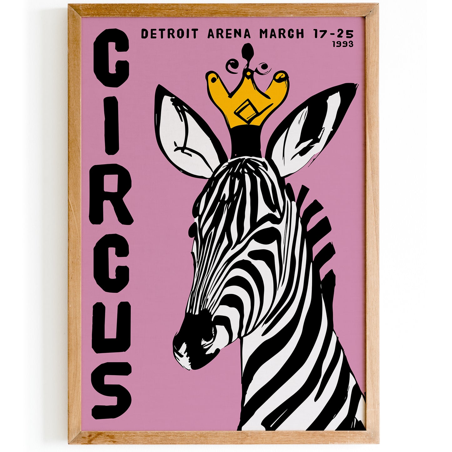 1993 Detroit Arena Circus Retro Zebra Poster