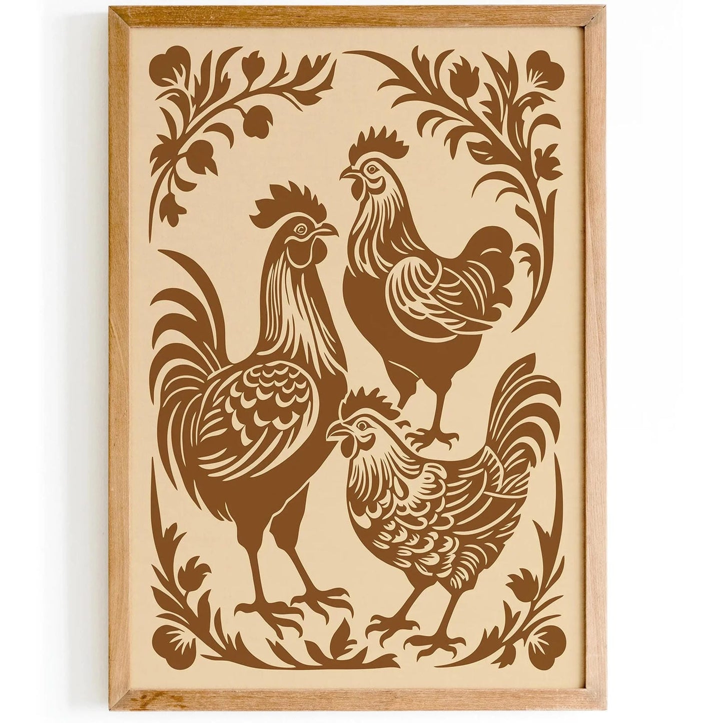 Farmhouse Kitchen Wall Decor Chickens Print