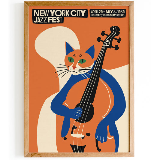 Retro Cat NYC Jazz Festival Wall Art