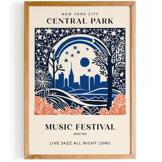 NYC Central Park Jazz Music Fest Poster