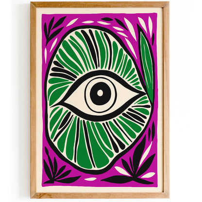 Green Eye Groovy Abstract Wall Art 2024