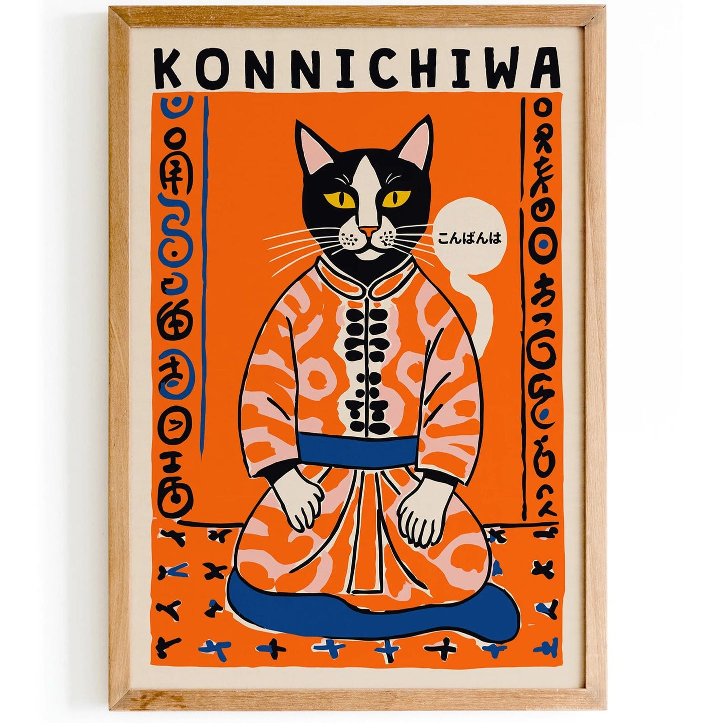 Konnichiwa - Cute Japanese Cat Poster