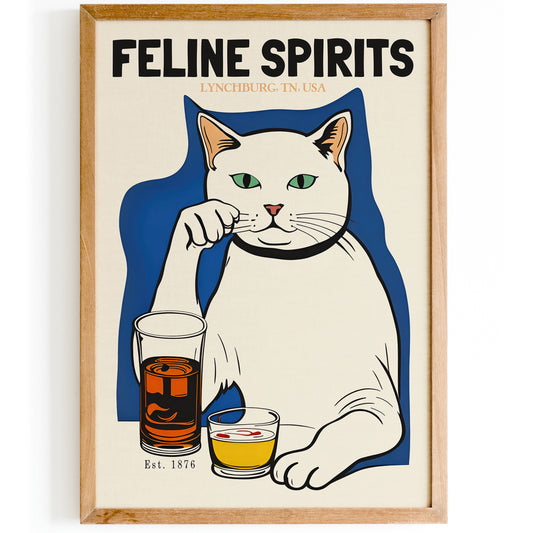 Feline Spirits 1876 USA Whisky Poster