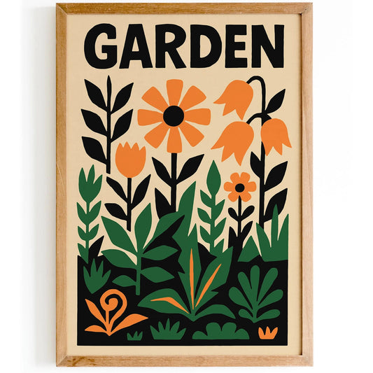 Garden Poster - Cut Outs Floral Retro Wall Art