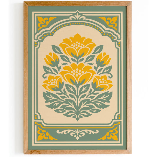 Retro Farmhouse Floral Wall Art Print