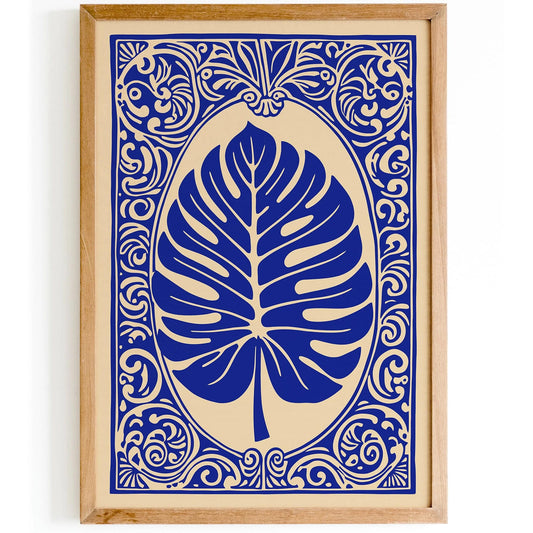 Blue Monstera Leaf - Rococo Revival Print