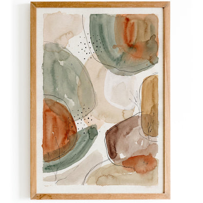 Earthy Tones Watercolor Painted Wall Art Print