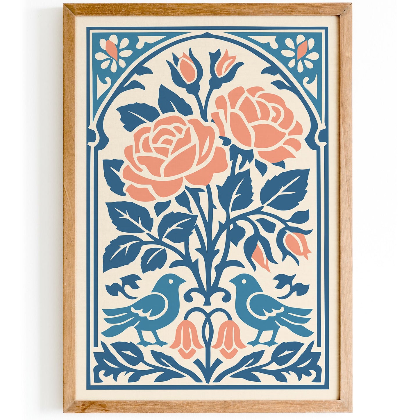 Roses & Birds Wall Art Print