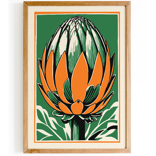 Artichoke Linocut Print - Classic Design