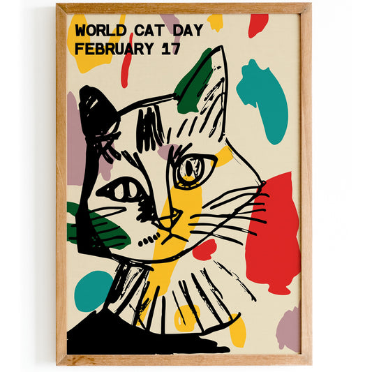 World Cat Day Quirky Wall Art Poster