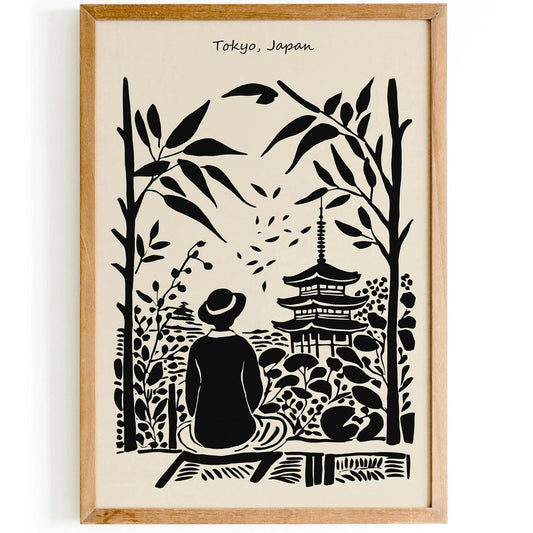 Tokyo Japan Poster - Black & White Travel Print