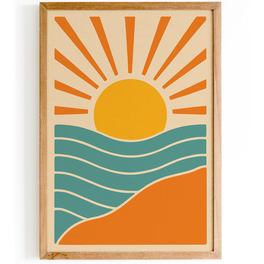70s Sunset Landscape Art Print Poster