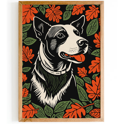 Cut Dog in Leaves Fall Wall Art