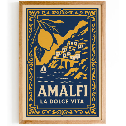 Amalfi La Dolce Vita Travel Poster -  Bohemian Art Print