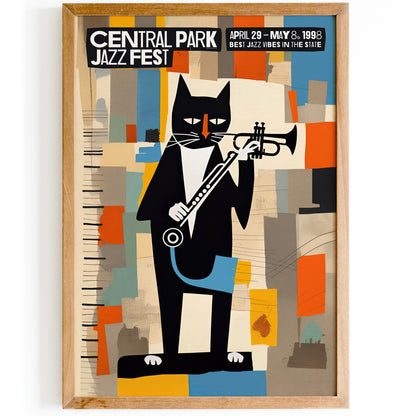 Cat Musician Jazz Retro Wall Art