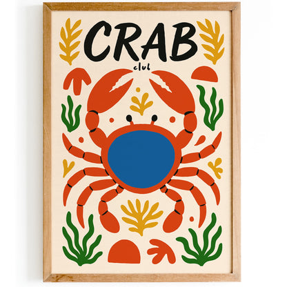 Crab Club Colorful Animal Poster