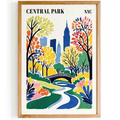 Central Park NYC Colorful Art Print