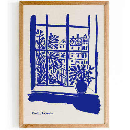 Paris France Blue Sketch Art Print