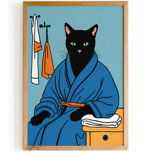 Bathroom Cat Wall Art Print