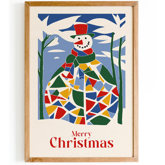 Merry Christmas Snowman Poster