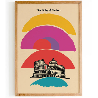 Rome Italy Colorful Travel Colosseum Poster