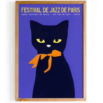 French Jazz Festival Cat Poster