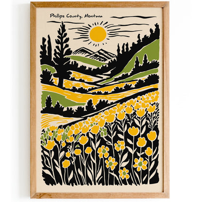 Phillips County Montana - Vintage Travel Wall Art Print