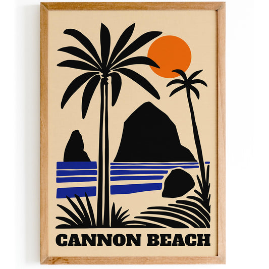 Cannon Beach Oregon Poster - Retro Landscape Print