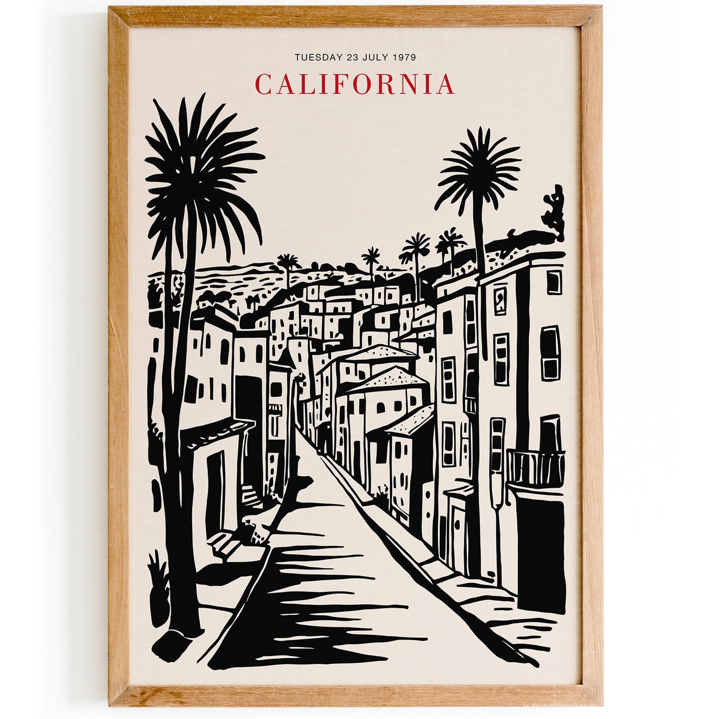 California Black Ink Landscape Painting Art Print