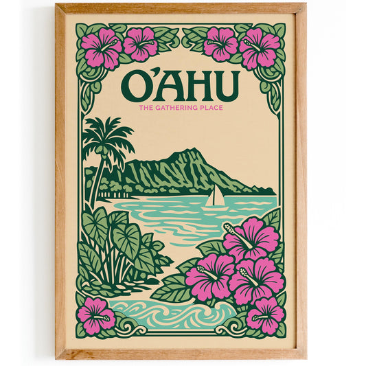 Oahu Hawaii Poster – The Gathering Place Wall Art