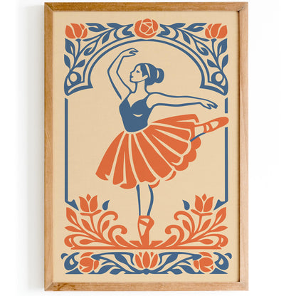 Vintage Ballerina Dancer Wall Art Print