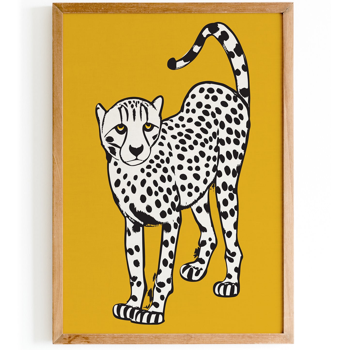 White Jungle Cat Quirky Art Print