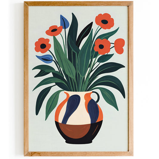 Retro Floral Vase Wall Art Poster