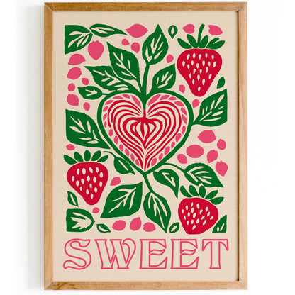 Retro Sweet Strawberry Poster 2024