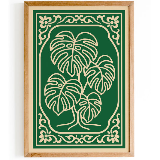 Green Monstera Plant Wall Art Print