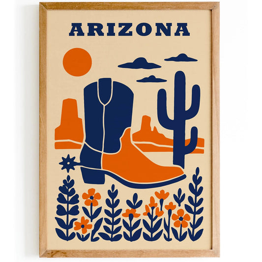 Arizona Texas Blue Orange Art Print
