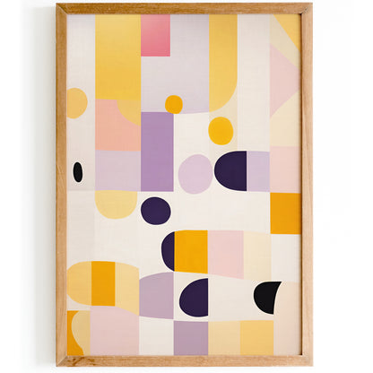 Yellow and Purple Abstract Shapes MCM Wall Art