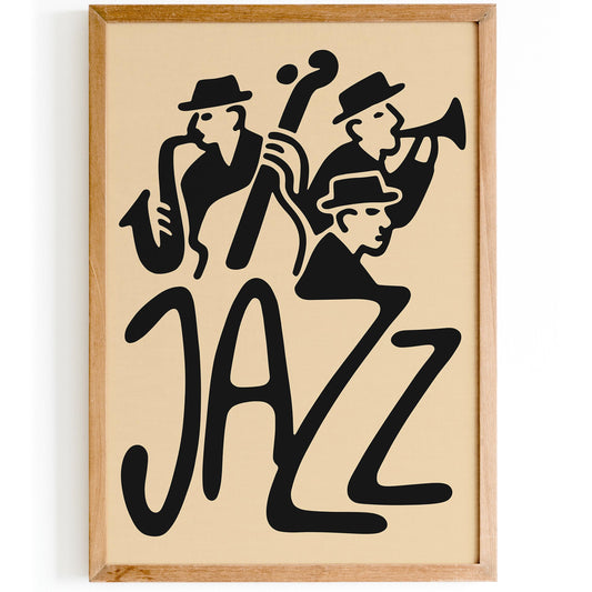 Jazz Music Poster - Retro Typography Wall Art