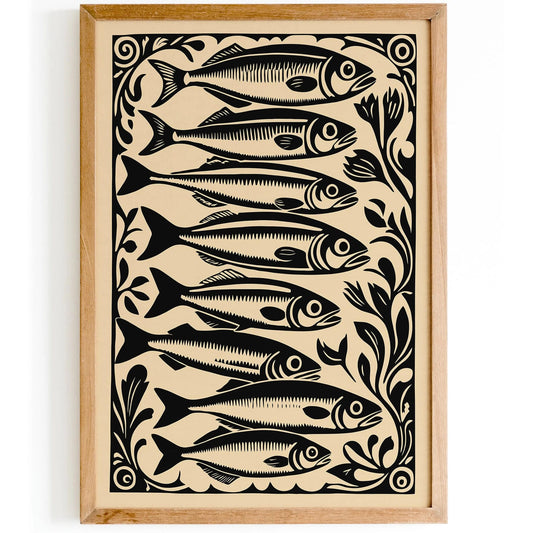 Black Sardines Rococo Poster