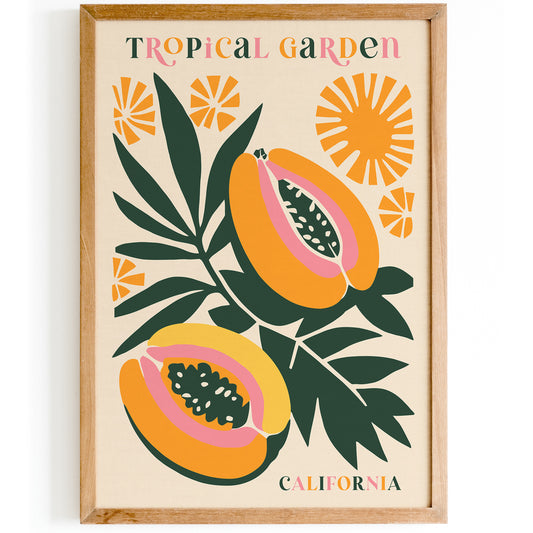 Tropical Garden California Retro Poster