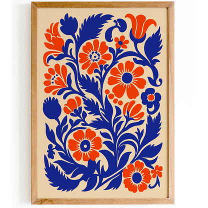 Blue Floral Poster - Elegant Botanical Wall Art