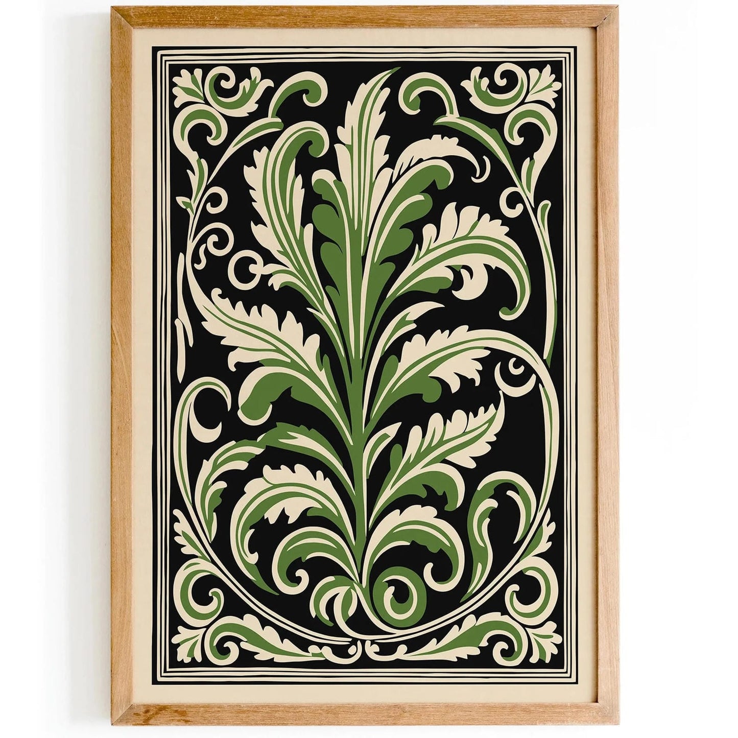 Green Rococo Acanthus Leaf Poster