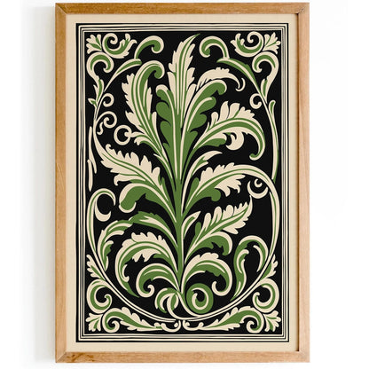 Green Rococo Acanthus Leaf Poster
