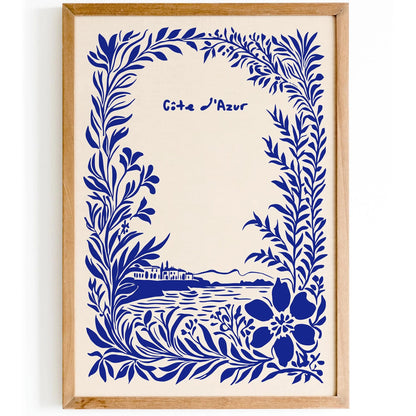 Cote d Azur Blue Travel Poster 2025