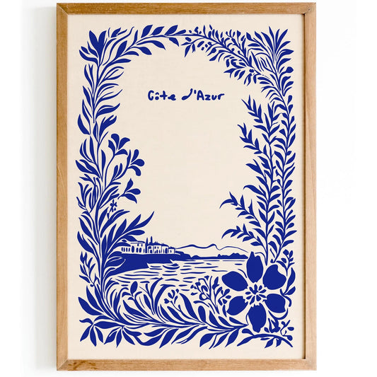 Cote d Azur Blue Travel Poster 2025