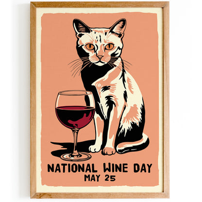 National Wine Day Cat Print